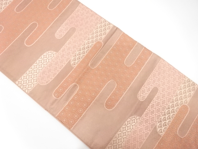 JAPANESE KIMONO / ANTIQUE FUKURO OBI / SILK / WOVEN EGASUMI PATTERN